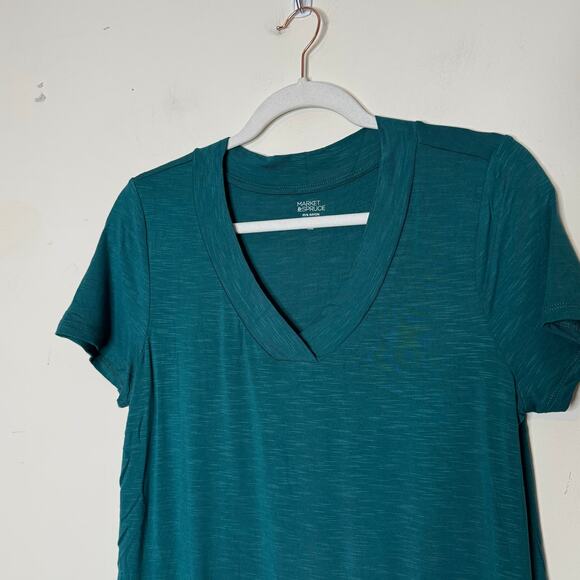 Market & Spruce Women’s Short Sleeve V-Neck Stretch Tee Green NWT Size XS - Picture 3 of 7